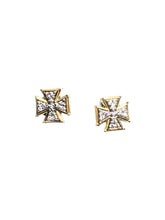 Load image into Gallery viewer, Konstantino Silver, 18K Gold and Diamond Cross Earrings SKMK2967-109 MSRP $1090
