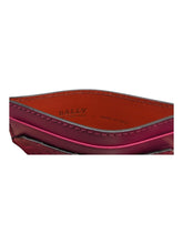 Load image into Gallery viewer, Bally Tigi 6213683 Magenta Calf Embossed Leather Card Holder Wallet MSRP $240