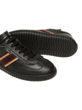 Load image into Gallery viewer, Bally Parrel 6304516 Black Ribbon Leather Low-Top Sneakers MSRP $650