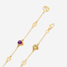 Load image into Gallery viewer, Gucci Interlocking G Motif 18K Yellow Gold and Amethyst, Tourmalines, and Beryl Bracelet YBA662430001 MSRP $2,310
