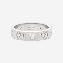 Load image into Gallery viewer, Gucci Icon Thin 18K White Gold & Diamond Band Ring YBC100881001 MSRP $2,480