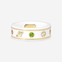 Load image into Gallery viewer, GUCCI Icon Thin Band 18kt Yellow Gold, Zirconia and Topaz Ring YBC527095001 MSRP $1,100