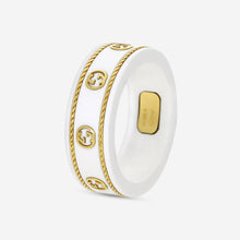 Load image into Gallery viewer, Gucci Icon 18K Yellow Gold and Zirconia Band Ring YBC606826002 MSRP $920