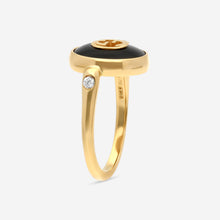 Load image into Gallery viewer, GUCCI Yellow Gold, Onyx and Diamond 12mm Small Ring YBC786547001 MSRP $2480