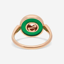 Load image into Gallery viewer, Gucci 18K Rose Gold, Green Agate, and Diamond Ring YBC786547002 MSRP $2480