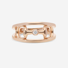 Load image into Gallery viewer, Gucci Horsebit 18K Rose Gold and Diamond Ring YBC796191001 MSRP $2,250