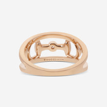 Load image into Gallery viewer, Gucci Horsebit 18K Rose Gold and Diamond Ring YBC796191001 MSRP $2,250