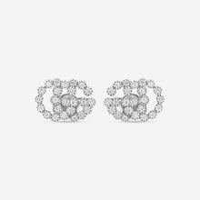 Load image into Gallery viewer, Gucci GG Running 18K White Gold and Diamond Stud Earrings YBD481676003 MSRP $2,550