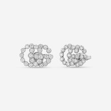 Load image into Gallery viewer, Gucci GG Running 18K White Gold and Diamond Stud Earrings YBD481676003 MSRP $2,550