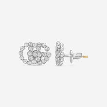 Load image into Gallery viewer, Gucci GG Running 18K White Gold and Diamond Stud Earrings YBD481676003 MSRP $2,550