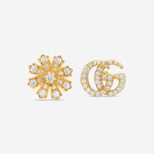 Load image into Gallery viewer, Gucci Flora Double G 18K Yellow Gold & Diamond Earrings YBD582033002 MSRP $7,920