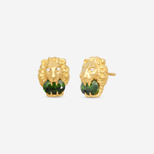 Load image into Gallery viewer, Gucci Lion Head 18K Yellow Gold Chrome Diopside and Diamond Earrings YBD609866001 MSRP $3,960