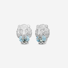 Load image into Gallery viewer, Gucci Lion Head 18K White Gold Aquamarine and Diamond Earrings MSRP $9,240 YBD60986800200U