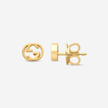 Load image into Gallery viewer, Gucci Interlocking G 18K Yellow Gold Stud Earrings MSRP $800 YBD66211100100U