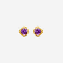 Load image into Gallery viewer, Gucci Interlocking G 18K Yellow Gold and Amethyst Stud Earrings MSRP $940 YBD66242700300U