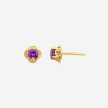 Load image into Gallery viewer, Gucci Interlocking G 18K Yellow Gold and Amethyst Stud Earrings MSRP $940 YBD66242700300U