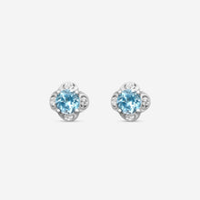 Load image into Gallery viewer, Gucci 18K White Gold Blue Topaz Interlocking G Stud Earrings MSRP $1,050 YBD662427004