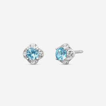 Load image into Gallery viewer, Gucci 18K White Gold Blue Topaz Interlocking G Stud Earrings MSRP $1,050 YBD662427004