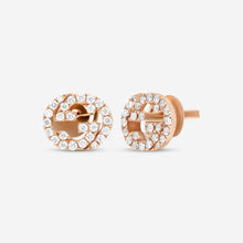 Load image into Gallery viewer, Gucci 18K Rose Gold & Diamond Stud Earrings YBD729408001 MSRP $3,400