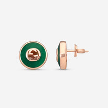 Load image into Gallery viewer, Gucci 18K Rose Gold and Onyx Stud Earrings 12mm YBD786554002 MSRP $2,200