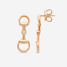 Load image into Gallery viewer, Gucci Horsebit 18K Rose Gold and Diamond Drop Earrings MSRP $1,980 YBD79616700100U