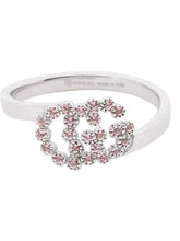 Load image into Gallery viewer, Gucci 18K White Gold & Topaz GG Running Double G Ring YBC4816500020 MSRP $1250