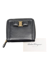Load image into Gallery viewer, Salvatore Ferragamo Vara 683537 Black Leather Compact Wallet MSRP $595