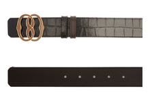 Load image into Gallery viewer, Bally 6305270 Croc Embossed Adjustable Reversible Brown Leather Belt EU 100/US40 MSRP $490