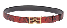 Load image into Gallery viewer, Bally 6302283 Mirror B Reversible Snake Embossed Leather Red/Black Belt EU 120/US 47 MSRP $470