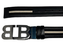 Load image into Gallery viewer, Bally 6303775 Mirror B Reversible Leather Striped/Black Belt EU 120/US 47 MSRP $450