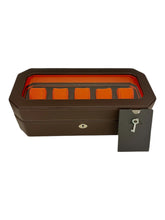 Load image into Gallery viewer, Wolf 458306 Windsor 5 Piece Watch Box in Brown & Orange MSRP $215