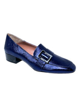 Load image into Gallery viewer, Bally Janelle 6217721 Ladies Metal Ink Loafers Leather MSRP $870