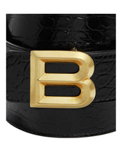 Load image into Gallery viewer, Bally 6305821 B Bold Croc Embossed Logo Buckle Leather Black Belt EU 85/US 34 MSRP $450