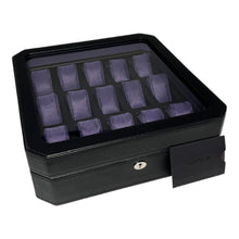 Load image into Gallery viewer, Wolf 458503 Windsor 15 Piece Watch Box in Black & Purple MSRP $405