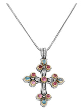 Load image into Gallery viewer, Konstantino 18K Silver & Stones Cross Pendant & Chain STMK6899-999-CAB MSRP $2150