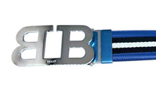 Load image into Gallery viewer, Bally 6303778 Mirror B Reversible Leather Striped/Blue Belt EU 110/US 44 MSRP $450