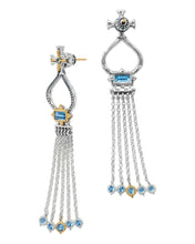 Load image into Gallery viewer, Konstantino Dome Sterling Silver 18K Gold Blue Spinel Tassle Earrings SKKJ705-478 MSRP $1100