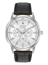 Load image into Gallery viewer, Citizen BU2070-04A Corso Men's Silver Dial Black Leather 44mm Watch MSRP $350