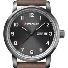 Load image into Gallery viewer, Wenger Swiss Army 01.1541.122 Attitude Grey Dial Brown Leather Strap Watch 42mm