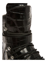 Load image into Gallery viewer, Bally Clyff 6304656 Men's Black Crocodile Embossed Leather Boots MSRP $1100