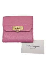 Load image into Gallery viewer, Salvatore Ferragamo Women's 627819 Pink Gancini Bifold Wallet MSRP $617
