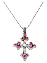 Load image into Gallery viewer, Konstantino 18K, Silver, Stones & MOP Cross Pendant & Chain STMK6899-999-CAB MSRP $1320