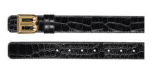 Load image into Gallery viewer, Bally 6305821 B Bold Croc Embossed Logo Buckle Leather Black Belt EU 85/US 34 MSRP $450
