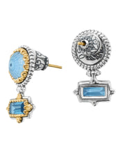 Load image into Gallery viewer, Konstantino Dome Sterling Silver 18K Gold & MOP Blue Spinel Earrings SKKJ702-629 MSRP $1390