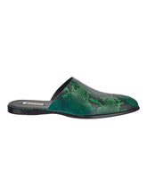 Load image into Gallery viewer, Bally Gyssel 6304145 Men's Multideepemerald Snake Print Leather Mules MSRP $1465