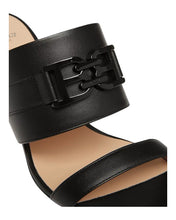 Load image into Gallery viewer, Bally Elia 6302819 Black Women's Square Toe Logo Accent Heel Sandals MSRP $770