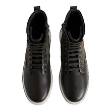 Load image into Gallery viewer, Bally Mevys 6239613 Men's Ebano Calf Plain Leather & Fabric Boots Size 7 MSRP $730