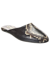 Load image into Gallery viewer, Bally Glebb 6304159 Men's Multiblack Snake-Print Leather Slippers MSRP $750