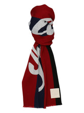 Load image into Gallery viewer, Bally 6302880 Wool Jacquard Scarf In Red & Navy MSRP $325