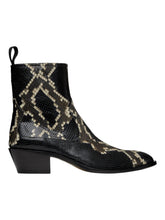 Load image into Gallery viewer, Bally Gaiman 6304139 Men's Multiblack Snake Embossed Leather Boots MSRP $1100